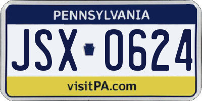 PA license plate JSX0624
