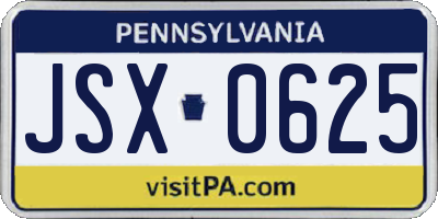 PA license plate JSX0625