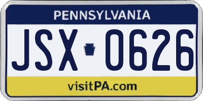 PA license plate JSX0626