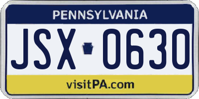 PA license plate JSX0630