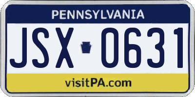 PA license plate JSX0631