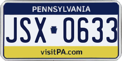 PA license plate JSX0633