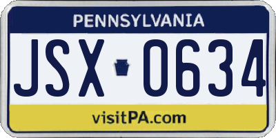 PA license plate JSX0634