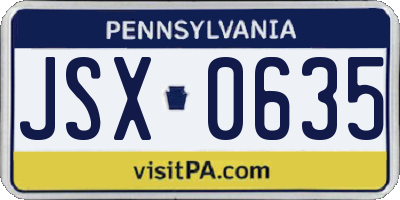 PA license plate JSX0635