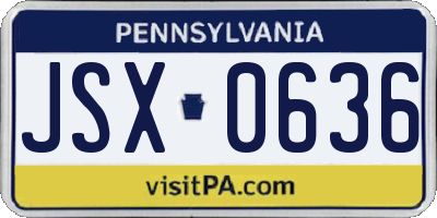 PA license plate JSX0636