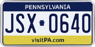 PA license plate JSX0640