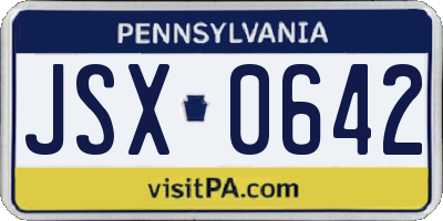 PA license plate JSX0642