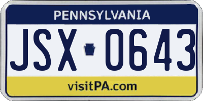 PA license plate JSX0643