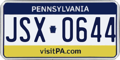 PA license plate JSX0644