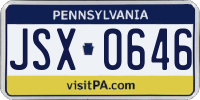 PA license plate JSX0646