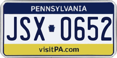 PA license plate JSX0652
