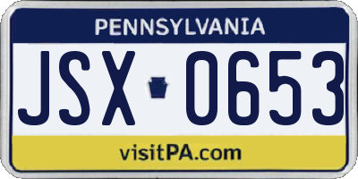 PA license plate JSX0653