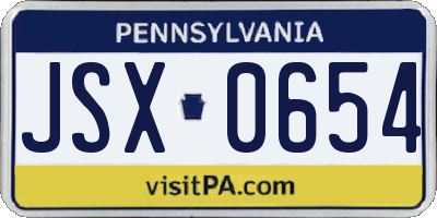 PA license plate JSX0654