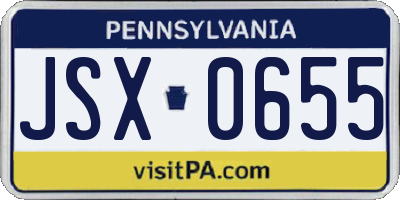 PA license plate JSX0655