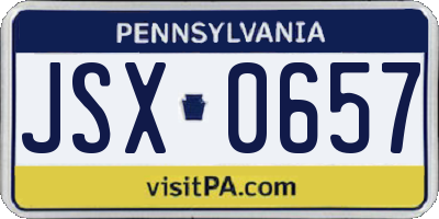 PA license plate JSX0657