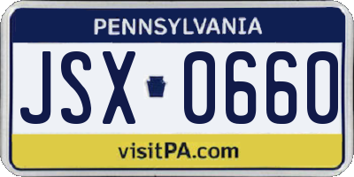 PA license plate JSX0660