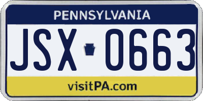 PA license plate JSX0663