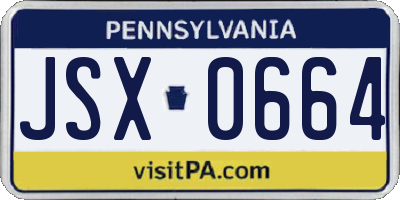 PA license plate JSX0664