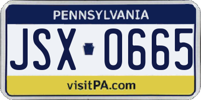 PA license plate JSX0665