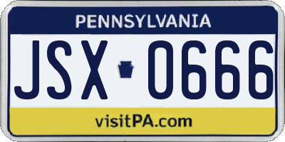 PA license plate JSX0666