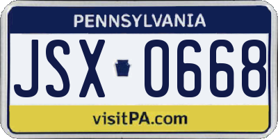 PA license plate JSX0668
