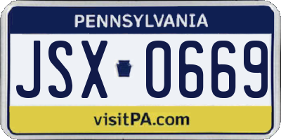 PA license plate JSX0669