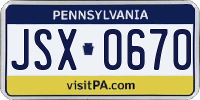 PA license plate JSX0670