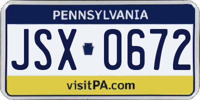 PA license plate JSX0672
