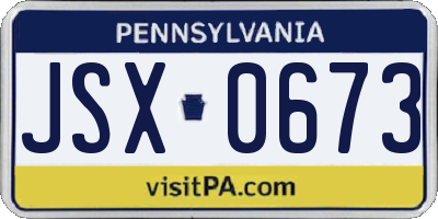 PA license plate JSX0673