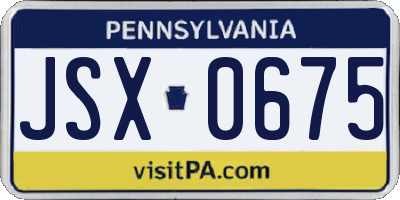 PA license plate JSX0675