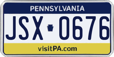 PA license plate JSX0676