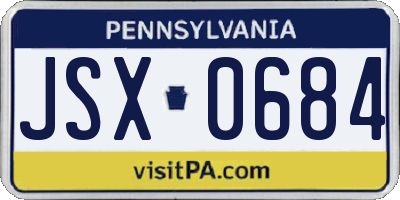 PA license plate JSX0684