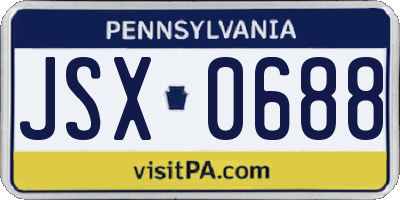 PA license plate JSX0688