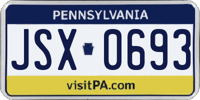 PA license plate JSX0693