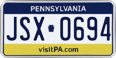 PA license plate JSX0694