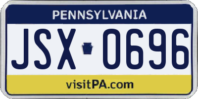 PA license plate JSX0696