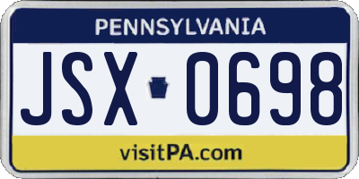 PA license plate JSX0698