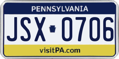 PA license plate JSX0706
