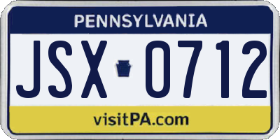 PA license plate JSX0712
