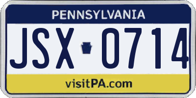 PA license plate JSX0714
