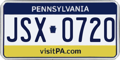 PA license plate JSX0720