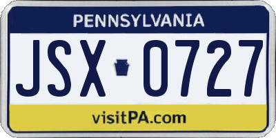 PA license plate JSX0727