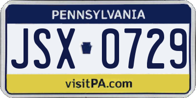 PA license plate JSX0729