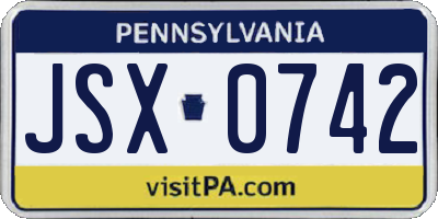 PA license plate JSX0742