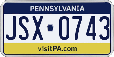 PA license plate JSX0743