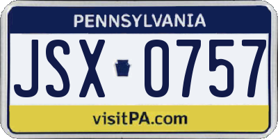 PA license plate JSX0757