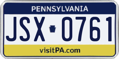 PA license plate JSX0761