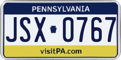 PA license plate JSX0767
