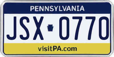 PA license plate JSX0770