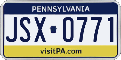 PA license plate JSX0771